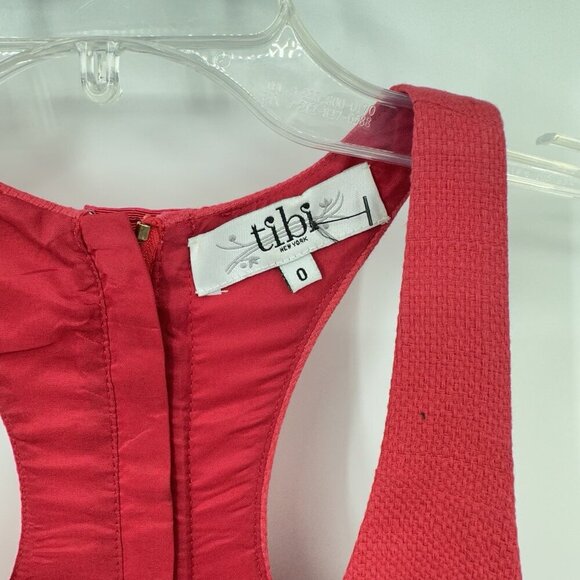 TIBI dress sundress casual 100% cotton racerback sporty sleeveless red XS 0 - Picture 6 of 7